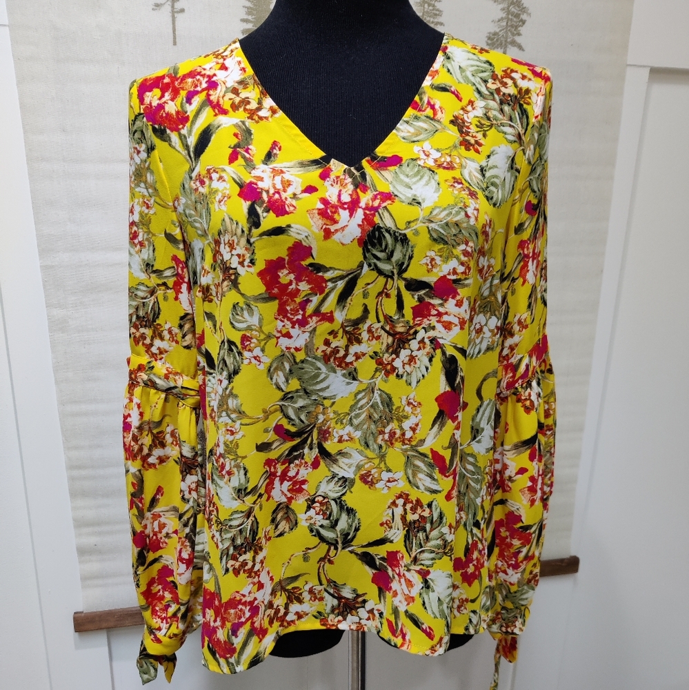 Rose & Olive Floral Print Blouse - Small